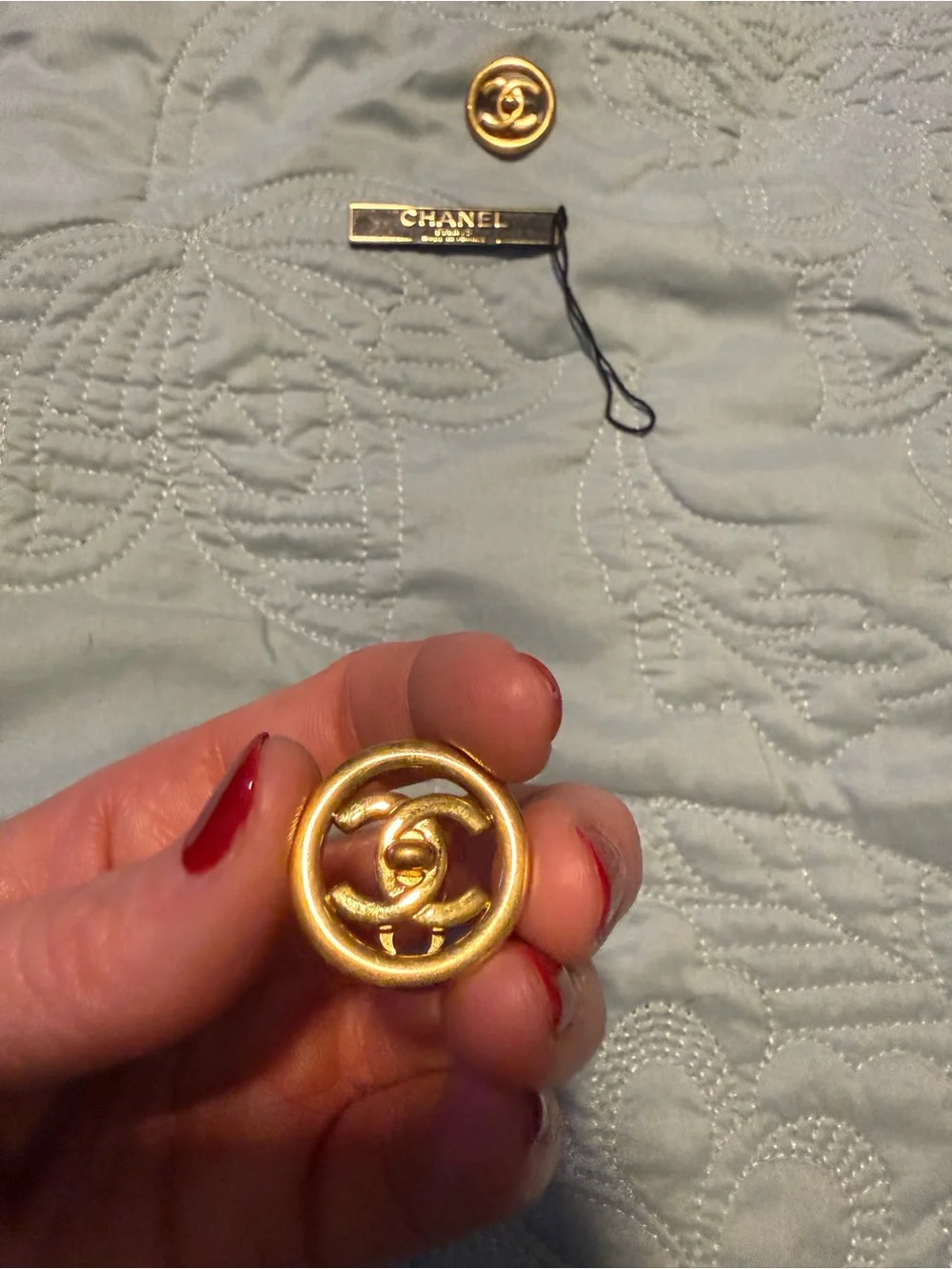 CHANEL Gold-Tone CC Button Pair with Brand Tag